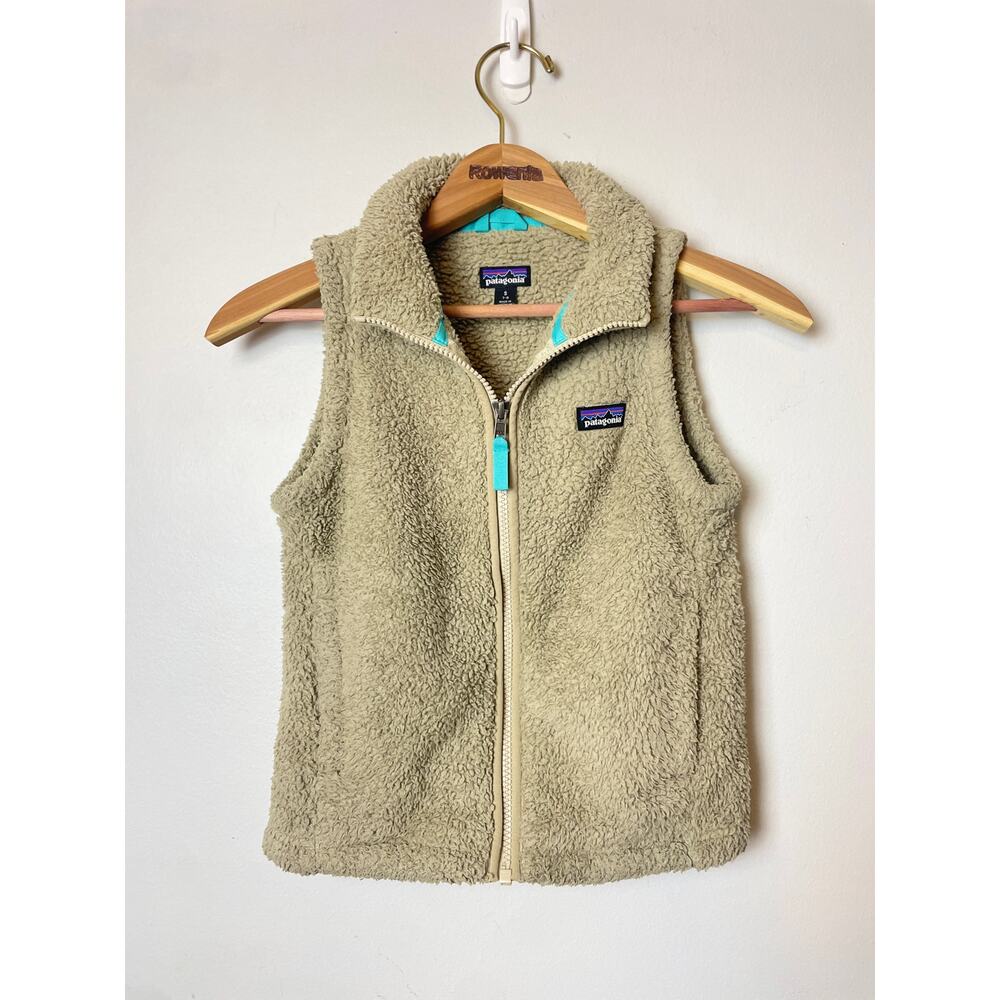 Patagonia Kids Fleece Vest Small Los Gatos Vest Sz Small 7-8 Deep Pile Oatmeal